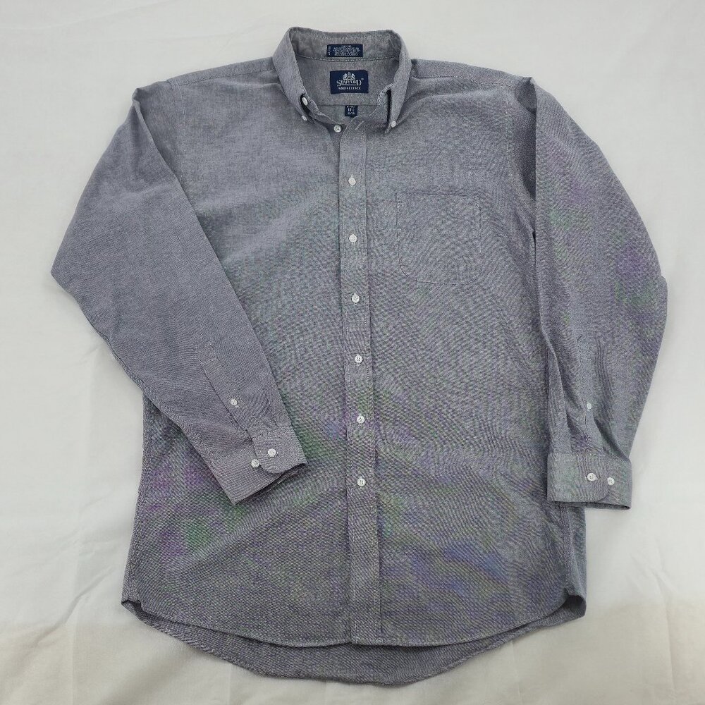 Stafford Oxford Shirt Heather Gray Wrinkle-Free Size XL